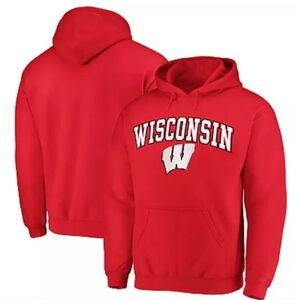 Wisconsin Badgers Genuine Stuff Men's Red Hoodie Sweatshirt Medium Brand New